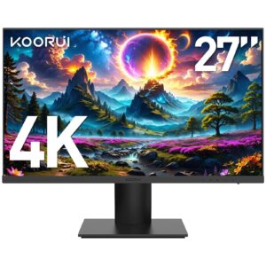 KOORUI 27 inch 4K UHD(3840x2160) IPS Ultra-Thin Computer Monitor 90% DCI-P3 HDR 10 Gaming Monitors HDMI 2.0 DisplayPort1.4 Audio 3 Years Warranty