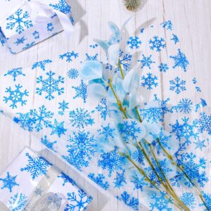 Whaline Christmas Cellophane Wrap Roll Snowflake Clear Wrapping Paper Xmas Winter Holiday Plastic Gift Basket Wrap for Christmas Birthday Wedding DIY Crafts Party Supplies