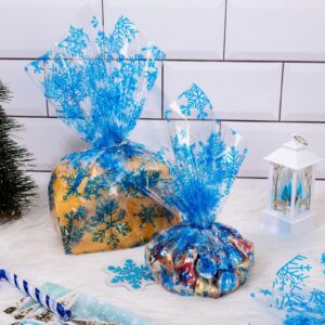 Whaline Christmas Cellophane Wrap Roll Snowflake Clear Wrapping Paper Xmas Winter Holiday Plastic Gift Basket Wrap for Christmas Birthday Wedding DIY Crafts Party Supplies