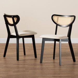 Baxton Studio Dannell Dining Chairs, Set of 2, Cream/Black/Light Brown