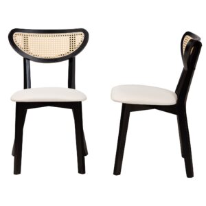 Baxton Studio Dannell Dining Chairs, Set of 2, Cream/Black/Light Brown