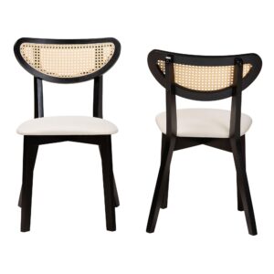 Baxton Studio Dannell Dining Chairs, Set of 2, Cream/Black/Light Brown