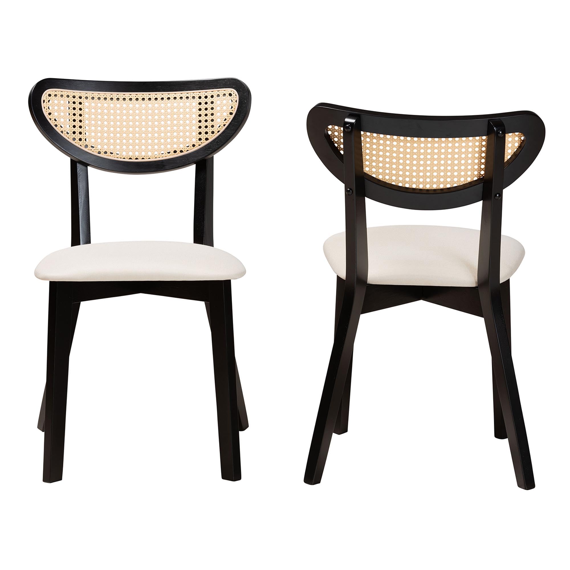 Baxton Studio Dannell Dining Chairs, Set of 2, Cream/Black/Light Brown