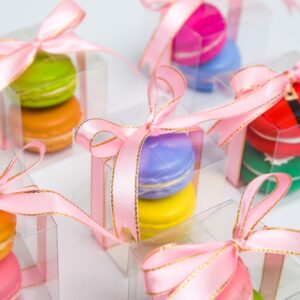 RomanticBaking 50 Pack Bulk 2x2x2 Inch Clear Gift Boxes Macaron Boxes Gift Boxes Small Chocolate Bomb Boxes Birthday Wedding Party Favor Boxes