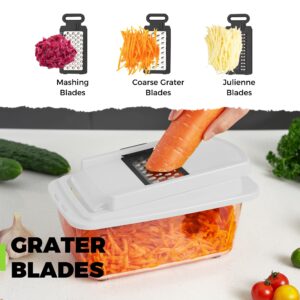 Kitexpert Vegetable Chopper,Onion Mincer,Dicer,Slicer with 8 Blades and Container with Lid,15-in-1 Multifunctional Vegetable Chopper,Home Essentials & Kitchen Gadgets, Salad Chopper.