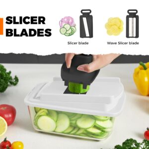 Kitexpert Vegetable Chopper,Onion Mincer,Dicer,Slicer with 8 Blades and Container with Lid,15-in-1 Multifunctional Vegetable Chopper,Home Essentials & Kitchen Gadgets, Salad Chopper.