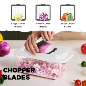 Kitexpert Vegetable Chopper,Onion Mincer,Dicer,Slicer with 8 Blades and Container with Lid,15-in-1 Multifunctional Vegetable Chopper,Home Essentials & Kitchen Gadgets, Salad Chopper.