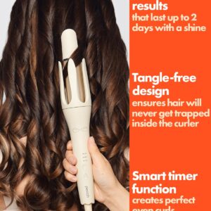 Automatic Curling Iron – Hair Curler Automatic Rotating Wand – Auto Self Spiral Spinning Curlers - Professional Ceramic 1 1/4 Inch Barrel 1.25 for Medium to Long Hair – Dual Voltage