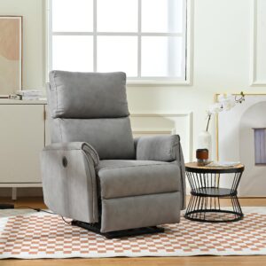 prohon recliner chairs for adults/elderly, upholstered foam lounge single sofa with usb charging ports, home theater seating power rocker for living room, gray