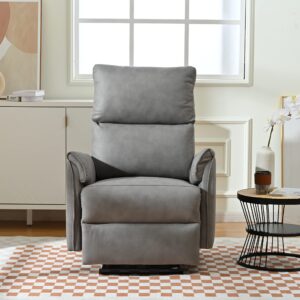 Prohon Recliner Chairs for Adults/Elderly, Upholstered Foam Lounge Single Sofa with USB Charging Ports, Home Theater Seating Power Rocker for Living Room, Gray