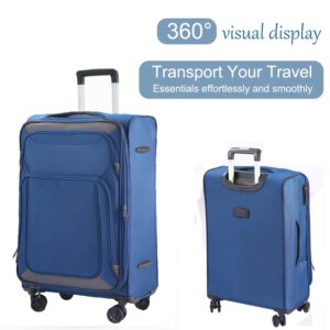 Pianeta Softside Luggage Sets With Spinner Wheels, Softshell Lightweight Suitcase With Expandable And TSA Lock, 3pcs Set (blue)