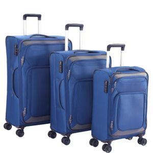 Pianeta Softside Luggage Sets With Spinner Wheels, Softshell Lightweight Suitcase With Expandable And TSA Lock, 3pcs Set (blue)