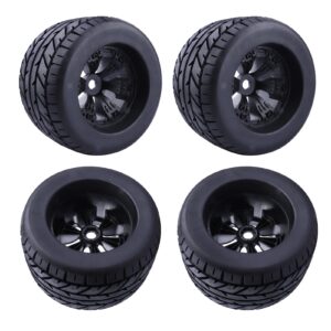 HobbyPark Pre-Glued 6.5" Tall 17mm Hex RC Street Tires and Wheels for Traxxas E-Revo 2.0 Sledge T-Maxx 3.3 Arrma Kraton 6s Notorious Redcat Kaiju Shredder 1/8 Monster Truck (Set of 4)