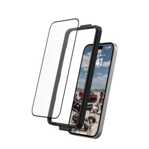 URBAN ARMOR GEAR UAG Designed for iPhone 15 Case 6.1" Monarch Pro Kevlar Black Compatible with MagSafe Bundle with UAG Screen Protector Glass Shield Plus 6.1"