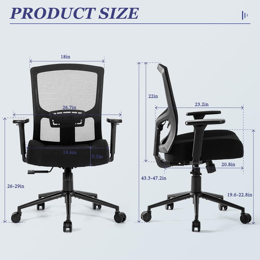 Savourseat Swivel Ergonomic Office Mesh Chair Heavy Duty Big & Tall 500lbs Swivel Office Chair Conference Modern Executive Computer 3D Armrests Mesh Chair