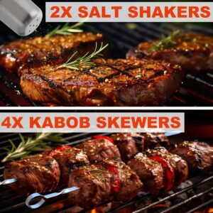 N NOBLE FAMILY BBQ Tools Accessories Set with Non-slip Handle - Portable BBQ Set for Camping - 30PCS High-Grade, Practical, Complete BBQ Utensils Set - All The Grill Utensils Needed for Barbecuing