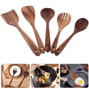 1 Set Reusable Utensils Kitchen Utensils Wood Utensils Wooden Utensils Wood Reusable Utensil Colander Spoon Wood Spoon Housewarming Spoon for Cooking Soup Wood Wok Spatula