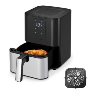 kitchen elite air fryer oven 4.5 qt, 1-touch digital display compact cooker，space-saving, nonstick and dishwasher safe basket, stainless steel