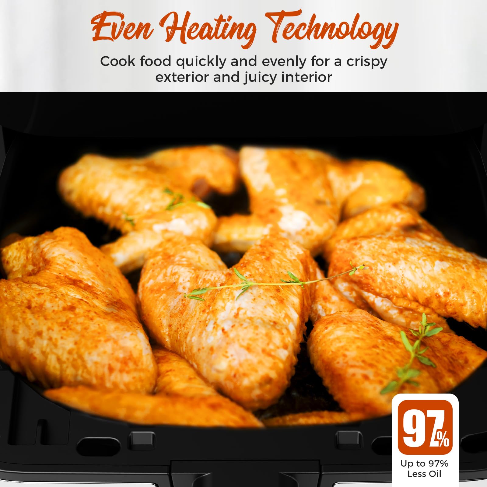 Kitchen Elite Air Fryer Oven 4.5 Qt, 1-Touch Digital Display Compact Cooker，Space-saving, Nonstick and Dishwasher Safe Basket, Stainless Steel