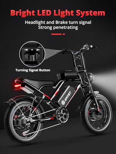 AMYET S8 Electric Bike for Adults, Peak 3000W Dual Motor AWD 48V 25Ah Ebike 35MPH Electric Bicycles 7-Speed with Full Suspension Fork Hydraulic Disc Brake Max Range 75+ Miles Electric Bike (Black)