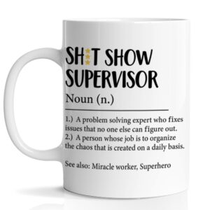 hijie supervisor funny coffee mug, supervisor gifts for women men, thank you gifts for manager coworker mentor leader boss, supervisor mug, 11 oz ceramic cup