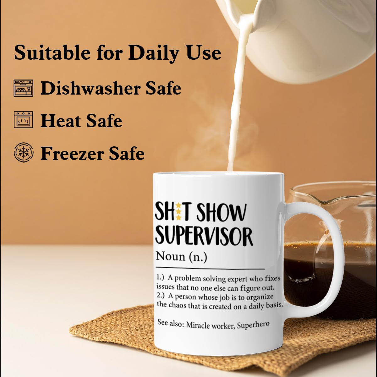 Hijie Supervisor Funny Coffee Mug, Supervisor Gifts for Women Men, Thank You Gifts for Manager Coworker Mentor Leader Boss, Supervisor Mug, 11 Oz Ceramic Cup