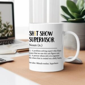 Hijie Supervisor Funny Coffee Mug, Supervisor Gifts for Women Men, Thank You Gifts for Manager Coworker Mentor Leader Boss, Supervisor Mug, 11 Oz Ceramic Cup