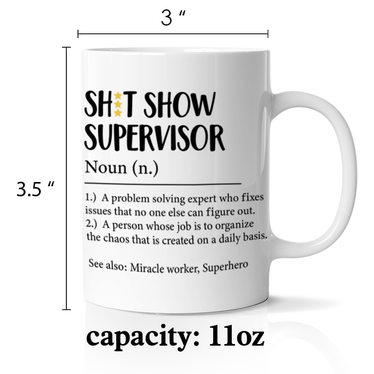 Hijie Supervisor Funny Coffee Mug, Supervisor Gifts for Women Men, Thank You Gifts for Manager Coworker Mentor Leader Boss, Supervisor Mug, 11 Oz Ceramic Cup