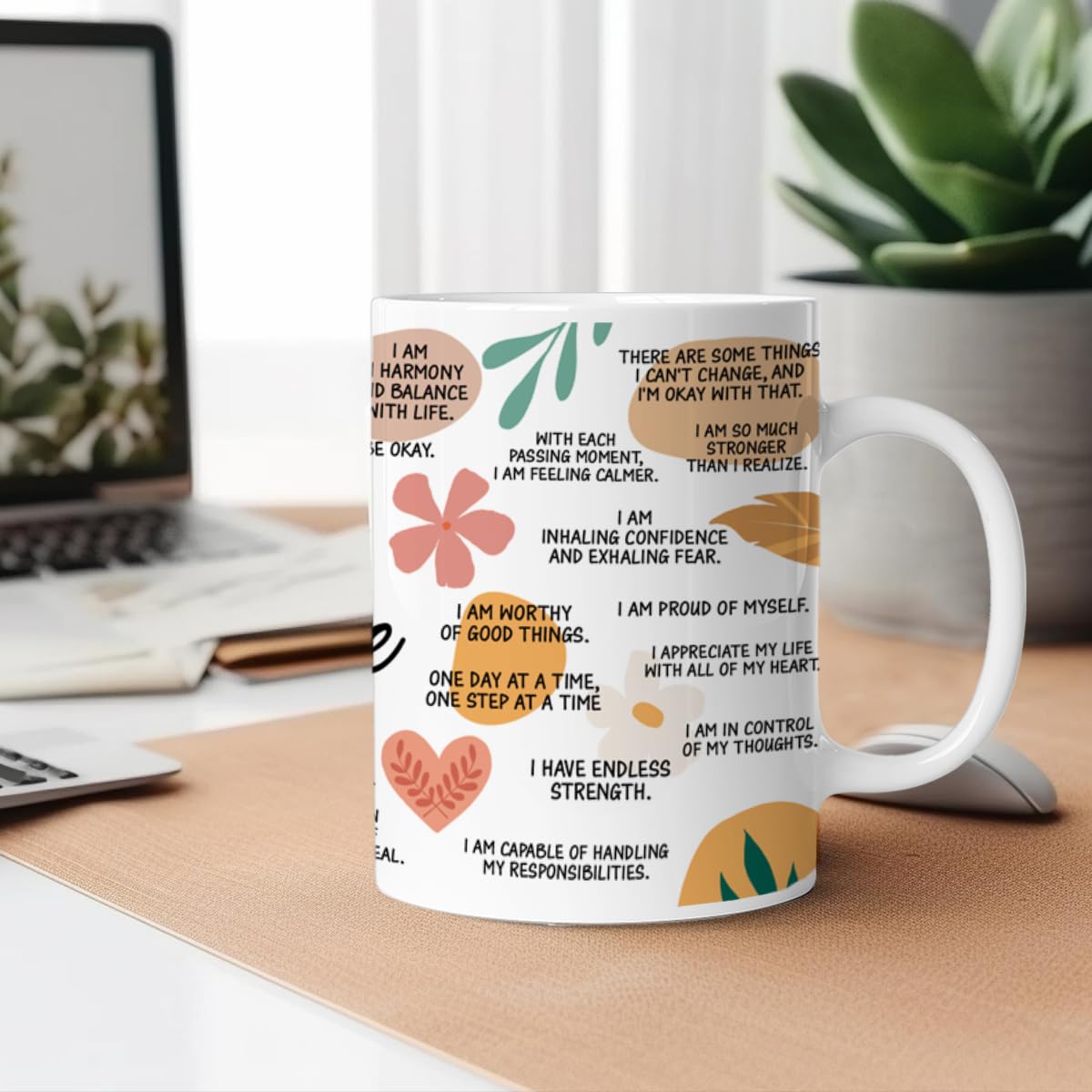 Hijie Positive Self Love Coffee Mug, Inspirational Gifts for Women Men, Positive Affirmation Gift for Friends Daughter Colleague Students Bestie, Daily Positive Mug Gift, 11 Oz Ceramic Cup