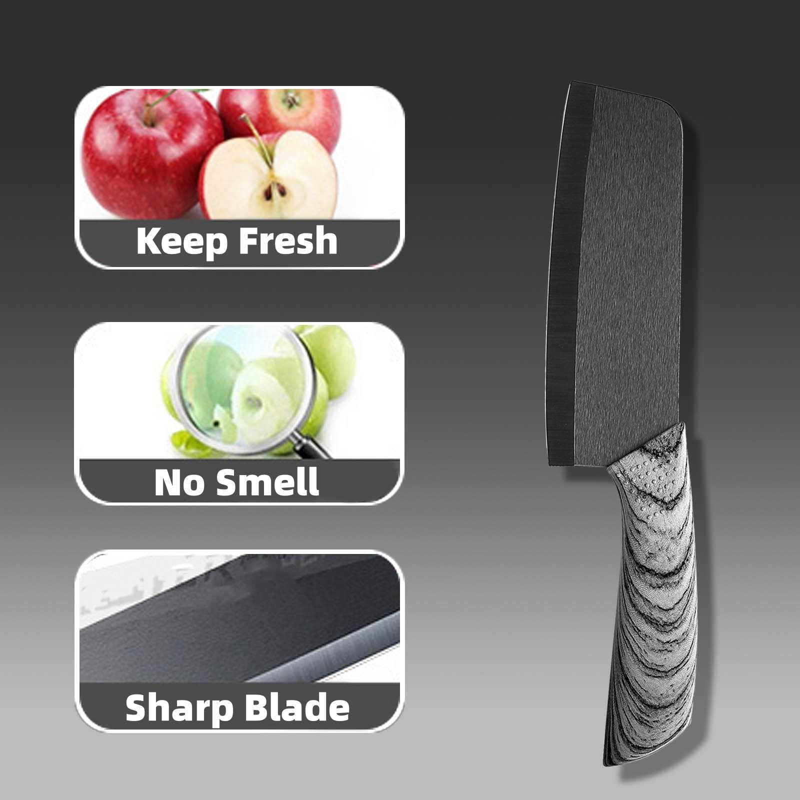 tatakook Ceramic Vegetable Knife 6in with Steath,Lettuce Knife Vegetable Cutting Knife Suitable for Fruits,Meat,Ceramic Chef Knife Nakiri Knife Black