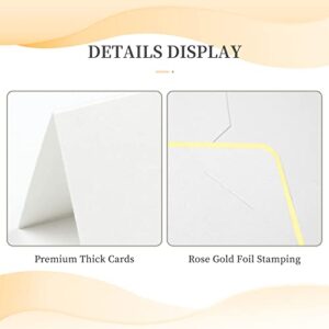 CULPRT White A7 Invitation Envelopes with Plants Blank Greeting Card,5 x 7 Envelopes with Gold Border for Office