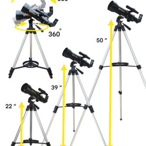 SpectrumOI Telescope for Kids, Telescope for Adults Astronomy Gifts, Telescope for Kids 8-12 - Premium Refractor Telescope 70mm Aperture with Carry Bag and Phone Holder