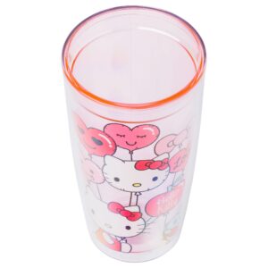 Silver Buffalo Sanrio Hello Kitty Valentine’s Day Heart Balloons Double Wall Travel Tumbler with Slide Close Lid, 20 Ounces