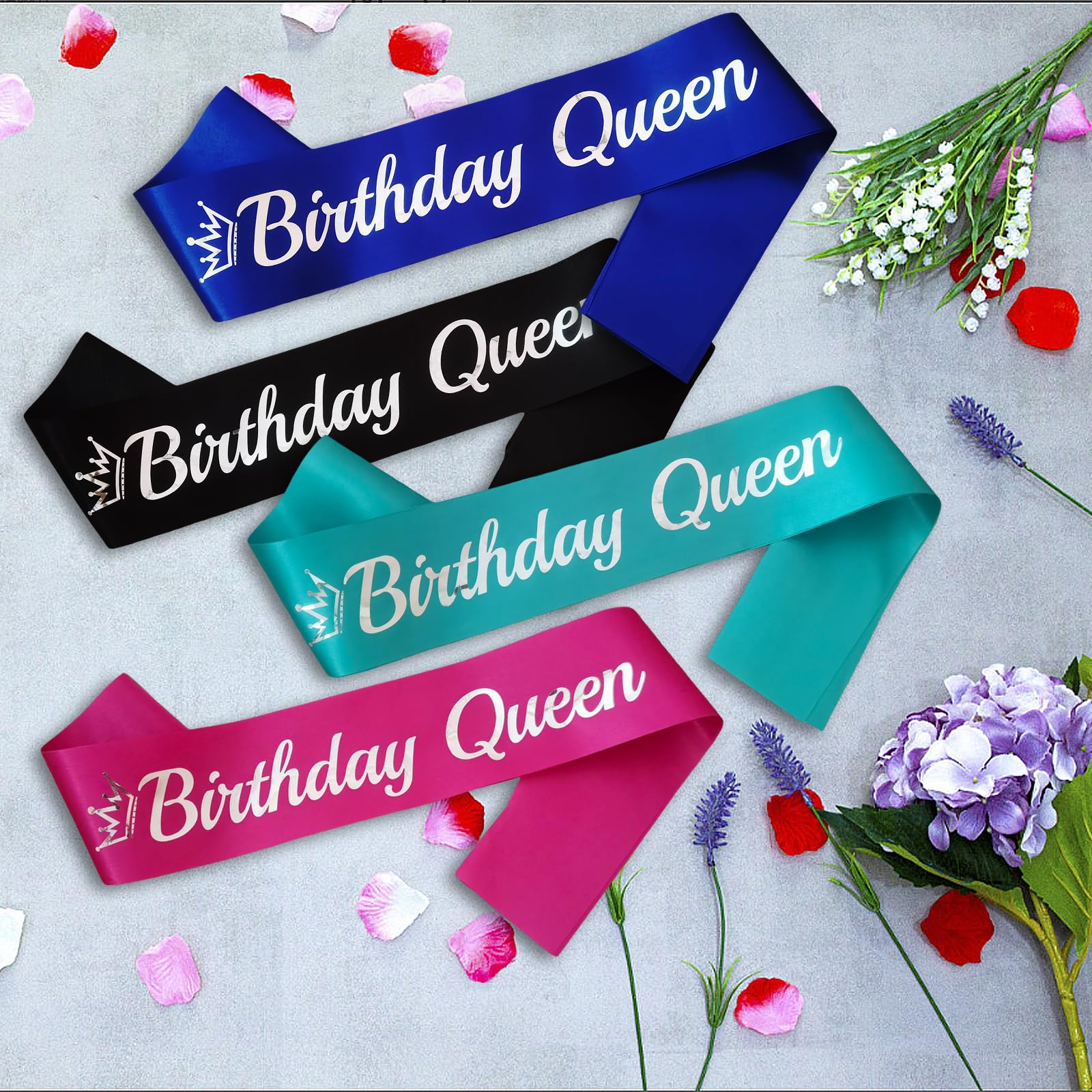 LXYXUUN Birthday Queen Sash White, Purple Foil Birthday Sash for Women Funny Birthday Party Decorations, 21st 30th 40th 50th Bday Sash Gift Ideas