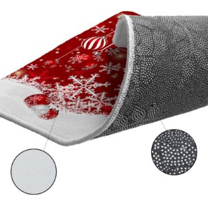 Christmas Balls Round Area Rug 5ft,Washable Outdoor Indoor Carpet Runner Rug for Bedroom,Kitchen,Bathroom,Living/Dining/Laundry Room,Office,Area+Rug Large Bath Door Mat Red Xmas Winter Snowflake