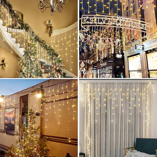 Christmas Lights, Christmas Decorations Outdoor Indoor 416 LEDs 34FT with 8 Modes Icicle String Lights, 2023 New Waterproof Christmas Lights for House, Garden, Holiday, Wedding Party, Yard Decor