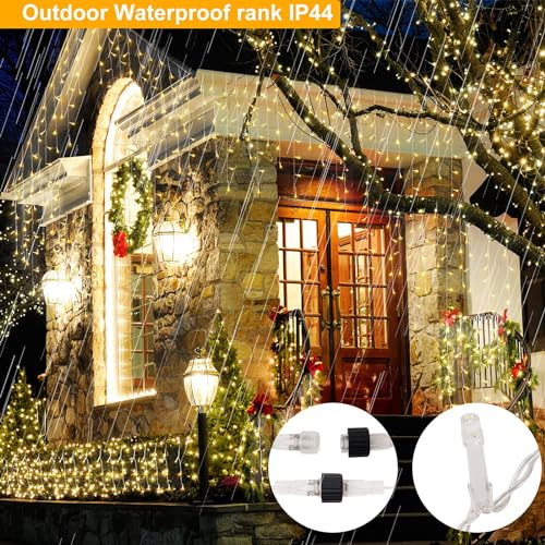 Christmas Lights, Christmas Decorations Outdoor Indoor 416 LEDs 34FT with 8 Modes Icicle String Lights, 2023 New Waterproof Christmas Lights for House, Garden, Holiday, Wedding Party, Yard Decor