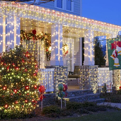 Christmas Lights, Christmas Decorations Outdoor Indoor 416 LEDs 34FT with 8 Modes Icicle String Lights, 2023 New Waterproof Christmas Lights for House, Garden, Holiday, Wedding Party, Yard Decor