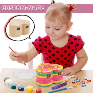 Paint Your Own Wooden Jewelry Box-Arts and Crafts for Kids 4-6, DIY Treasure Box Painting Kits Gift for 7 8 Year Old Girls, Kids Crafts Birthday/Mother's Day/Christmas Gift