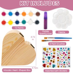 Paint Your Own Wooden Jewelry Box-Arts and Crafts for Kids 4-6, DIY Treasure Box Painting Kits Gift for 7 8 Year Old Girls, Kids Crafts Birthday/Mother's Day/Christmas Gift