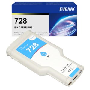 𝔼𝕍𝔼𝕀ℕ𝕂 728 cyan ink cartridge replacement for hp 728 ink cartridge(f9k17a) work with hp designjet t730 t830 multifunction printer (1-pack, 300ml) (cyan)