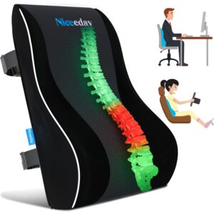 Lumbar Support Pillow for Office Chair Car Lumbar Pillow Lower Back Pain Relief Memory Foam Back Cushion with 3D Mesh Cover, Back Pillow Ergonomic Orthopedic Back Rest