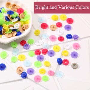 Lyrow 720 T5 Plastic Snap Buttons for Sewing and Crafting No Sew Snaps Fabric Bib Snaps Colorful Buttons Starter Fasteners for Clothing Bibs Diapers Doll Crafts, 36 Colors