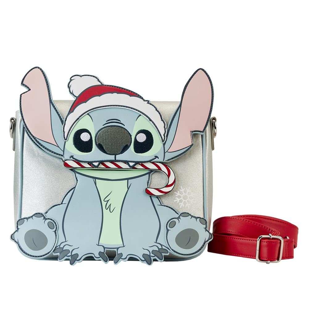 Loungefly Disney Stitch Holiday Glitter Crossbody Bag