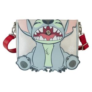 Loungefly Disney Stitch Holiday Glitter Crossbody Bag