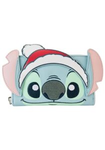 disney: lilo & stitch - stitch holiday snow angel glitter zip around wallet