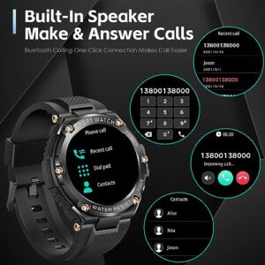 Military Smart Watches for Men Make Calls 100 Days Long Standby 800mAh Big Battery 1.5" HD Screen Tactical Smartwatches for iPhone Android Waterproof Fitness Tracker Heart Rate Sleep Monitor Watch