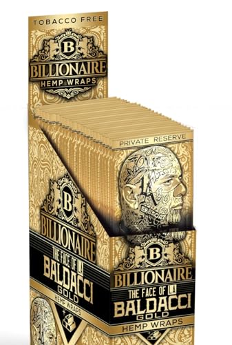 Billionaire Hemp Natural Hemp Wraps - Baldacci Gold - Fruit of the Gods Flavor - 2 Wraps per Pack - 25 Pack - 50 Wraps total incl. Frugal Smoker Sticker