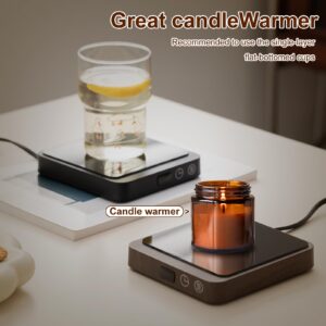 Coffee Mug Warmer Coffee Warmer for Desk Auto Shut Off with 5 Temperature Control 6 Time Adjustable, Mug Cup Heater for Office Home Warming Candle Warmer Coaster Heating Coffee Milk Tea Chocolate-Wood