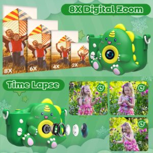 Kids Camera,Kids Camera for Boys Kids Girls，Dinosaurs Gifts for Boys Age 3-12, 1080P HD Video Camera for Toddler, Christmas Birthday Easter Gifts Toys for 3 4 5 6 7 8 9 Year Old with 32GB SD Card